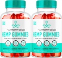 (2 Pack) gomas de cânhamo Harmony Glow, gomas de cânhamo Harmony Glow, suplemento Harmony Glow, cânhamo natural Harmony Glow, gomas de cânhamo Harmony Glow, gomas multivitamin Harmony Glow, 60 gomas para 2 meses