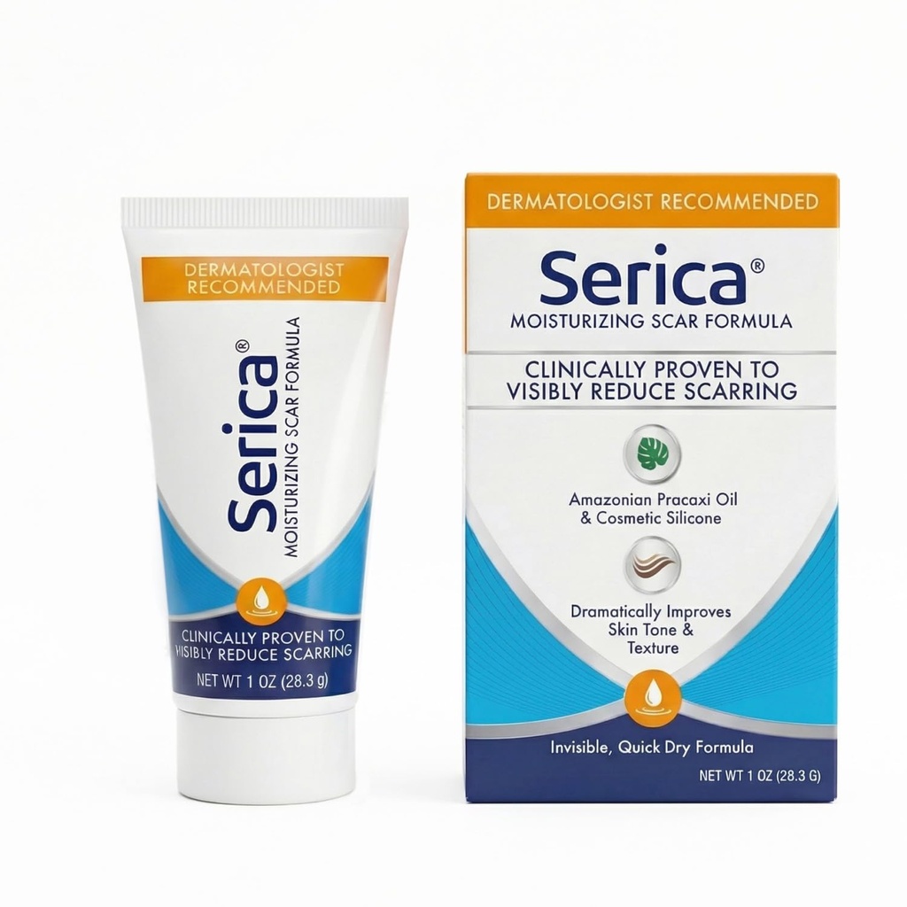 Serica Scar Gel Fórmula avançada de Silicone, reduz visivelmente a aparência de cicatrizes de cirurgia, Acne, lesões - Resultados clinicamente comprovados, 1 oz