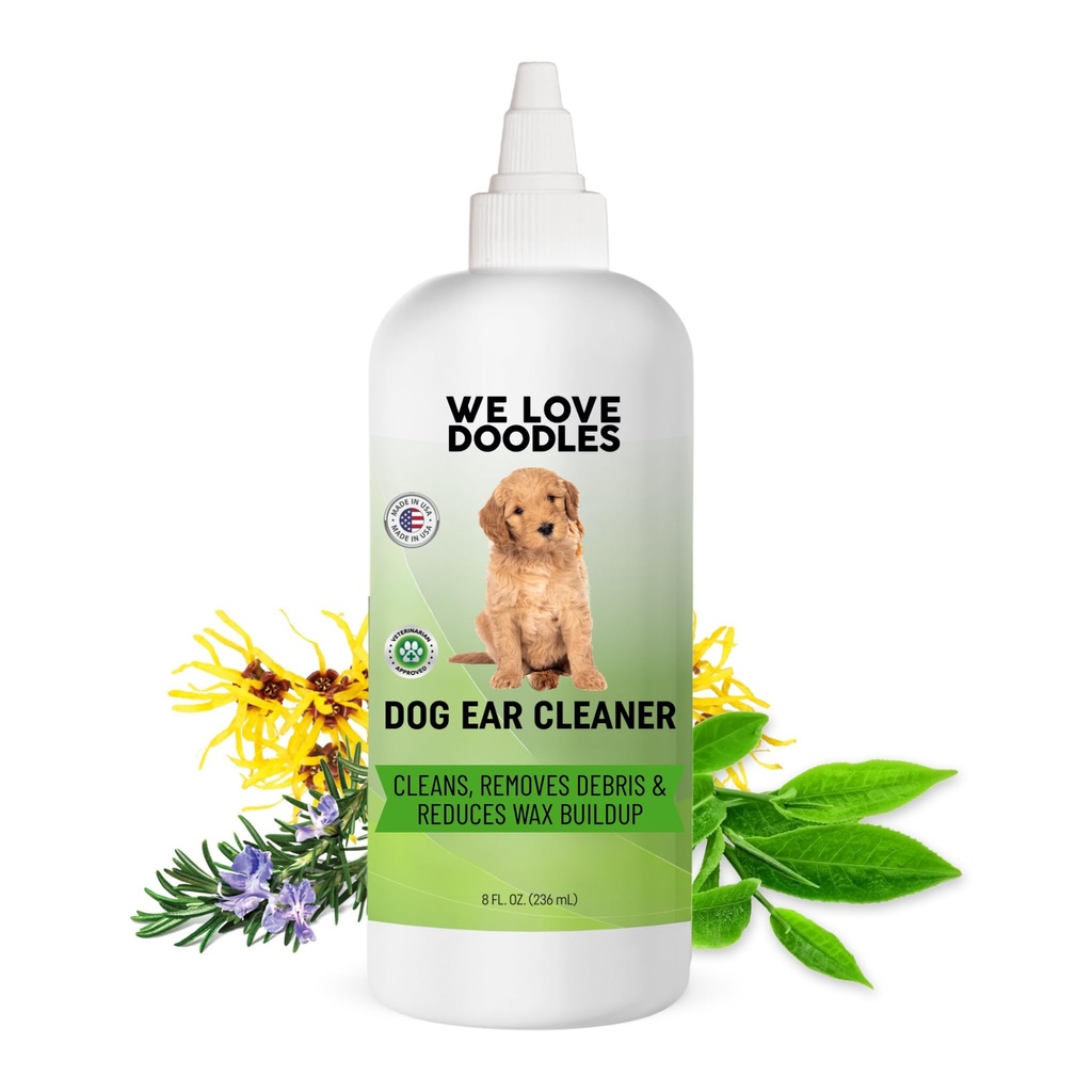 We love Doodles Dog Ear Cleaner (Limpeza do ouvido do cão) Lavar o ouvido para cães (Made in USA) Natural (Sincronização do ouvido)