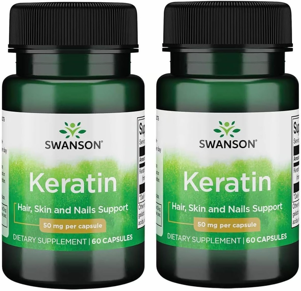Swanson queratina (de lã tibetana) - Suplemento Natural Promovendo articulações saudáveis, cabelo, pele e unhas - Ajuda Nurish Tecidos conectivos saudáveis - (60 cápsulas, 50mg cada) (2 pacote)