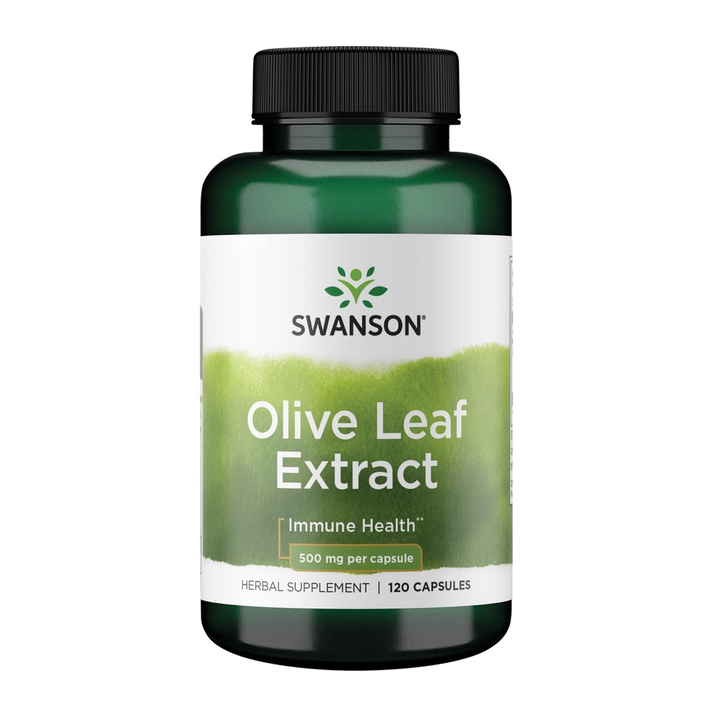 Swanson Olive Leaf Extract Cápsulas com 20% de Oleuropein - Fornece suporte imunológico, promove a saúde do sistema cardiovascular, e suporta a pressão sanguínea saudável - (120 Cápsulas, 500mg cada)