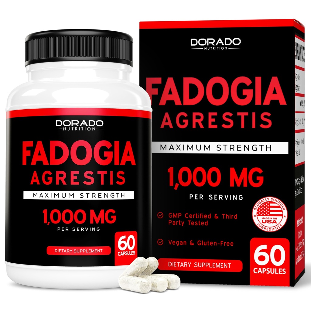 Fadogia Agrestis Extract 1000mg por serviço - [Força máxima] - Força, Unidade, Desempenho Atlético, Massa muscular - Terceiro partido testado - Zero Fillers - Gluten Free, Não-GMO, Cápsulas Vegan
