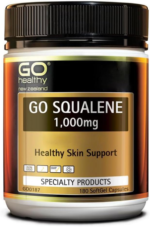 Go Healthy Go Squalene Skin Support, proteção antioxidante, nível de colesterol Suporte 1000mg 180 Caps Softgel