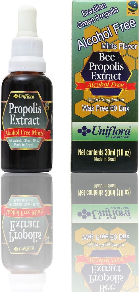 Uniflora Brazilian Green Bee Propolis – 60 Brix – Extrato Líquido Livre de Álcool – sabor de hortelã – 30ml