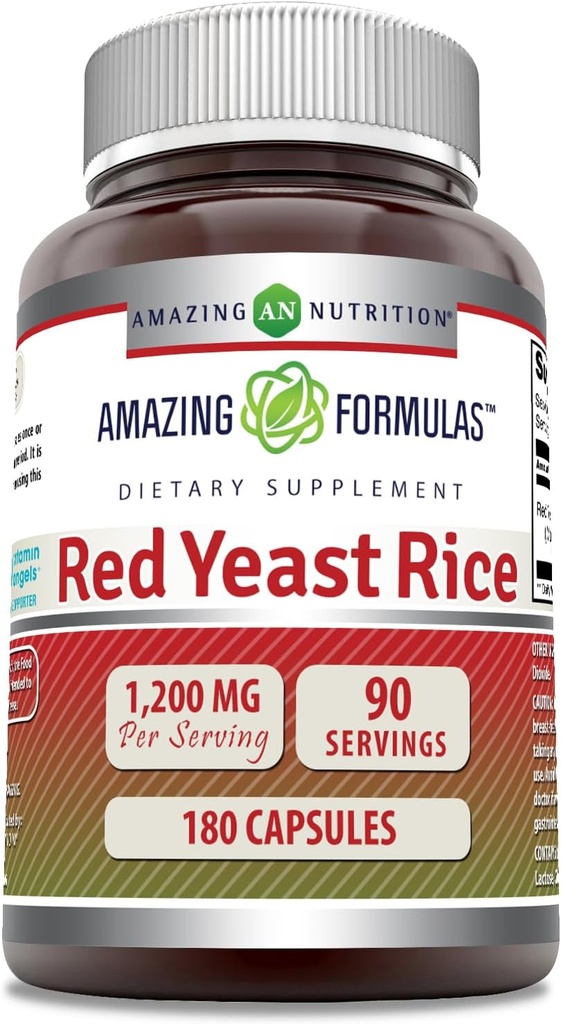 Fórmulas surpreendentes Vermelho Levedura Arroz 1200mg Por Cápsulas de Servimento Suplemento Não-GMO □ Gluten Free □ Made in USA (180 Count)