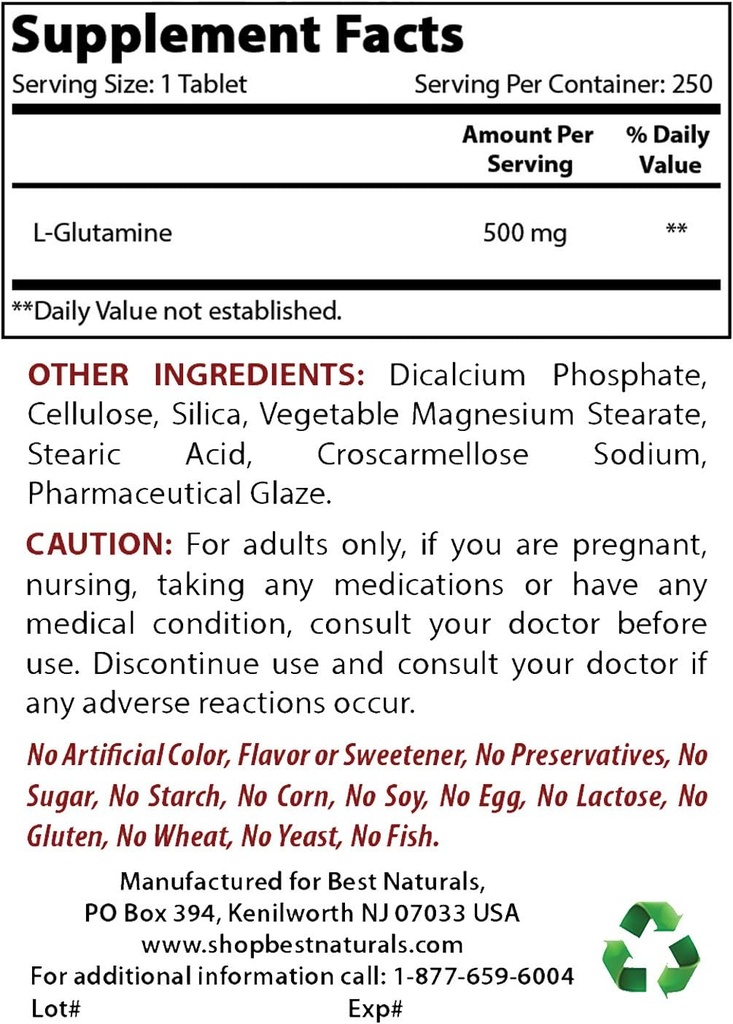 Melhores naturais L-Glutamina 500 mg & L-Citrulina 1500 mg
