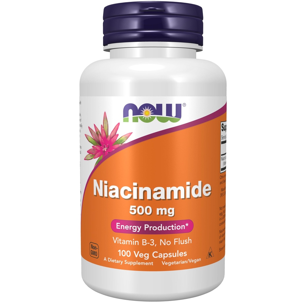 Now Foods Supplements, Niacinamida (Vitamina B-3) 500 mg, Produção de Energia*, 100 Veg Cápsulas