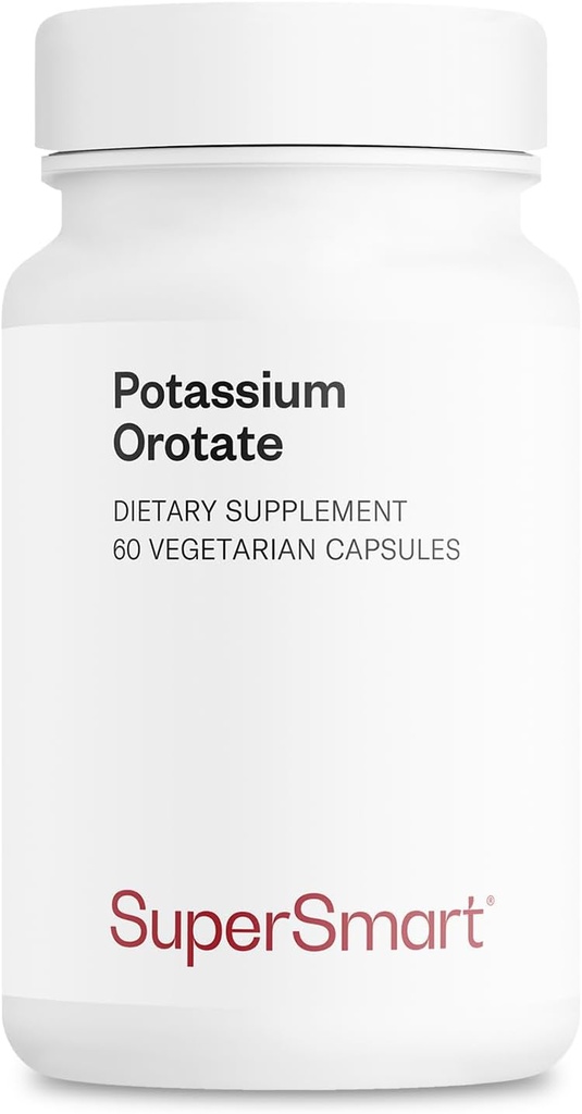 SuperSmart Potássio Orotato Suplemento 450mg por dia (Aperfeiçoamento da Absorção) - Potássio com Ácido Orótico - Não-GMO e Glúten Grátis - 60 Cápsulas Vegetarianas