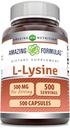 Fórmulas surpreendentes L-Lysine 500 mg Cápsulas Amino Acid Supplement □ Non-GMO □ Gluten Free □ Made in USA (500 Count)