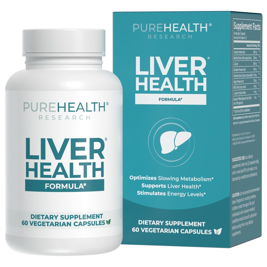 PUREHEALTH INVESTIGAÇÃO Fígado Saúde – Fígado Cleanse Detox & Repair Suporte Suplemento- com cardo de leite, Pó Açafrão, Dente-de-leão, Alcachofra, Raiz de beterraba, Ginger, L Cysteine HCL & More - 60 Cápsulas