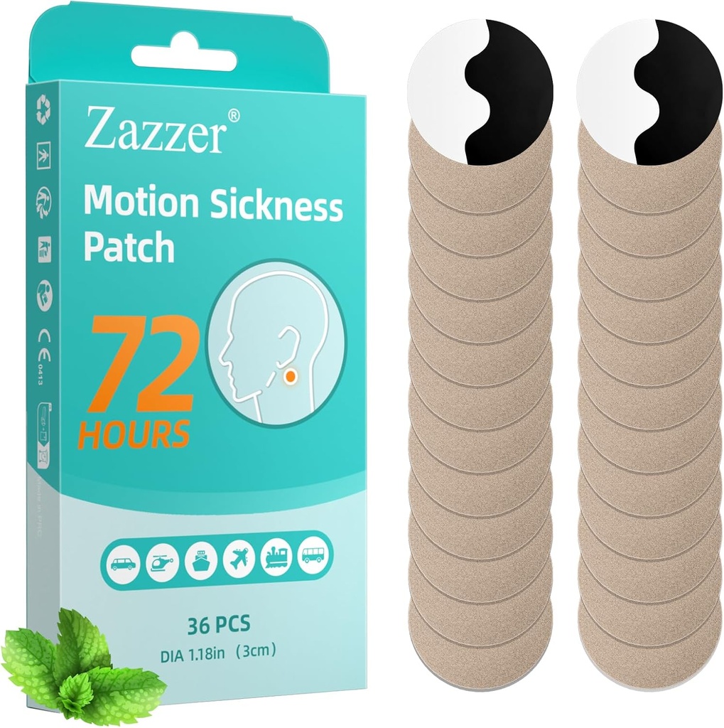 Biykog Motion Sickness Patches, Sea Sickness Patch para passeios de carro e barco, cruzeiro e avião viagens-para adultos e crianças (36 Conde)