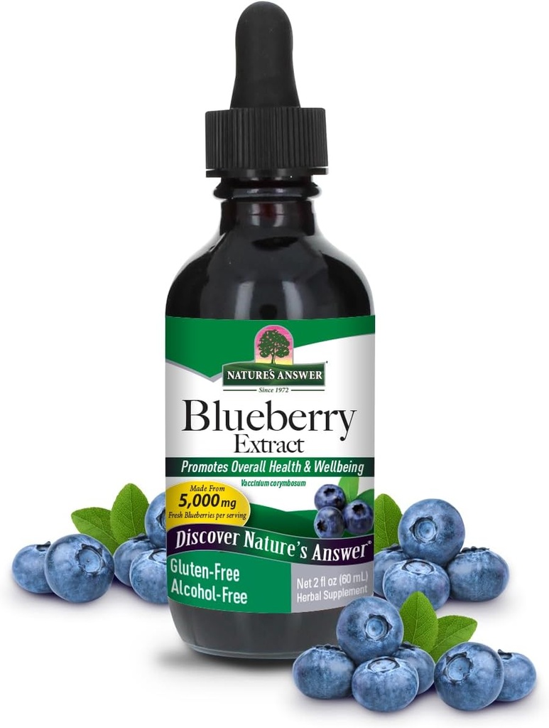 Naturezas Resposta de Alcohol-free Blueberry Fruit 1000mg 2oz Extrato de suporte de visão e olho , alto em antioxidantes , promove circulação de sangue , alivia vermelho e comichão olhos ,