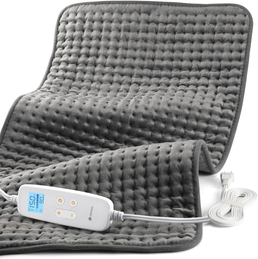 CooCoCo 17x33 grande almofada de aquecimento para trás, HSA Aprovado presentes para mamãe pai, almofada aquecida elétrica para ombros de pescoço Cãimbras período, FSA elegível almofada de calor, Auto Off, 10 pés de fio, presente de Natal para mulheres homens