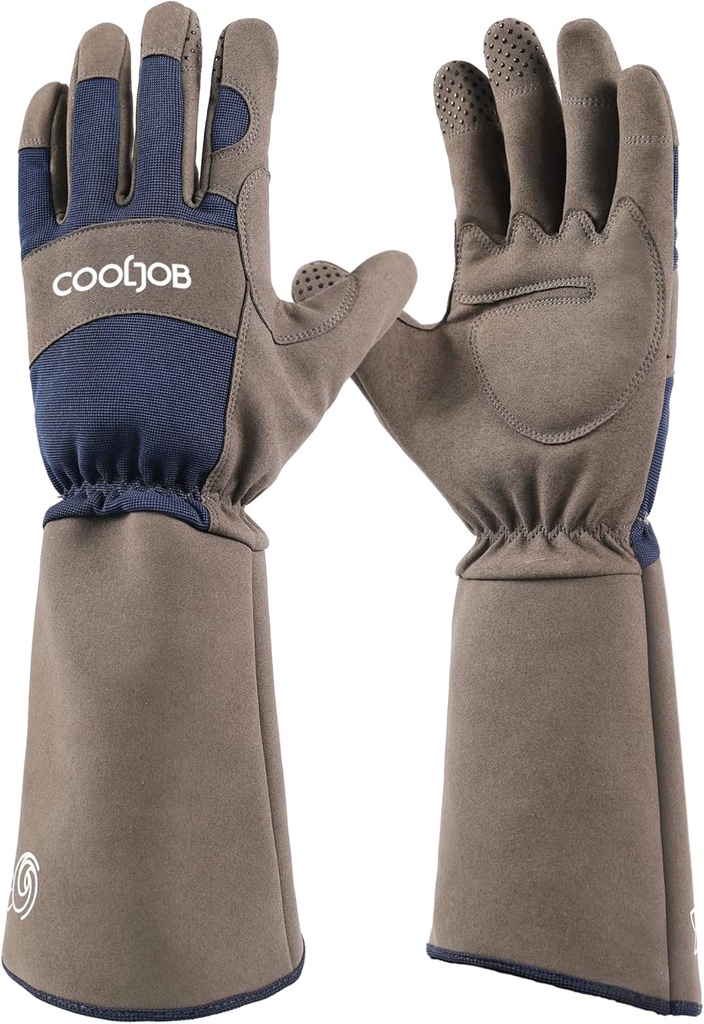 COOLJOB Thorn Proof Luvas de jardim de poda de rosa para homens, Long Sleeve Yard Trabalho acolchoado para Bush, Blackberry, Cactus, Heavy Duty/Puncture Resistant/Machine Lavável, Xlarge, Marinha
