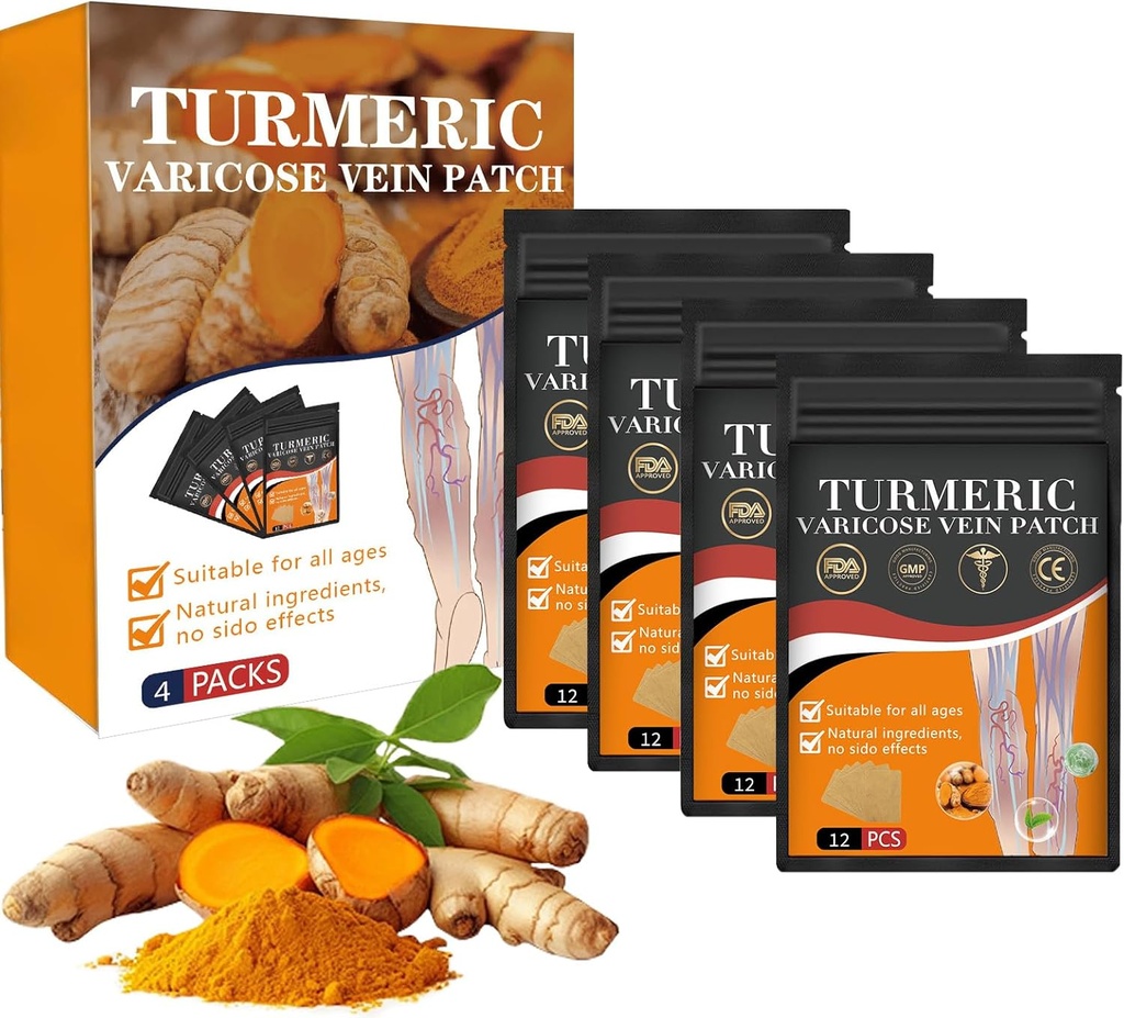 1 Caixa Furzero Varize Turmérica Veia Patch - 2024 Novos Patches de Veia Turmérica, Naturalmente alivia varizes em Pernas e Aranhas
