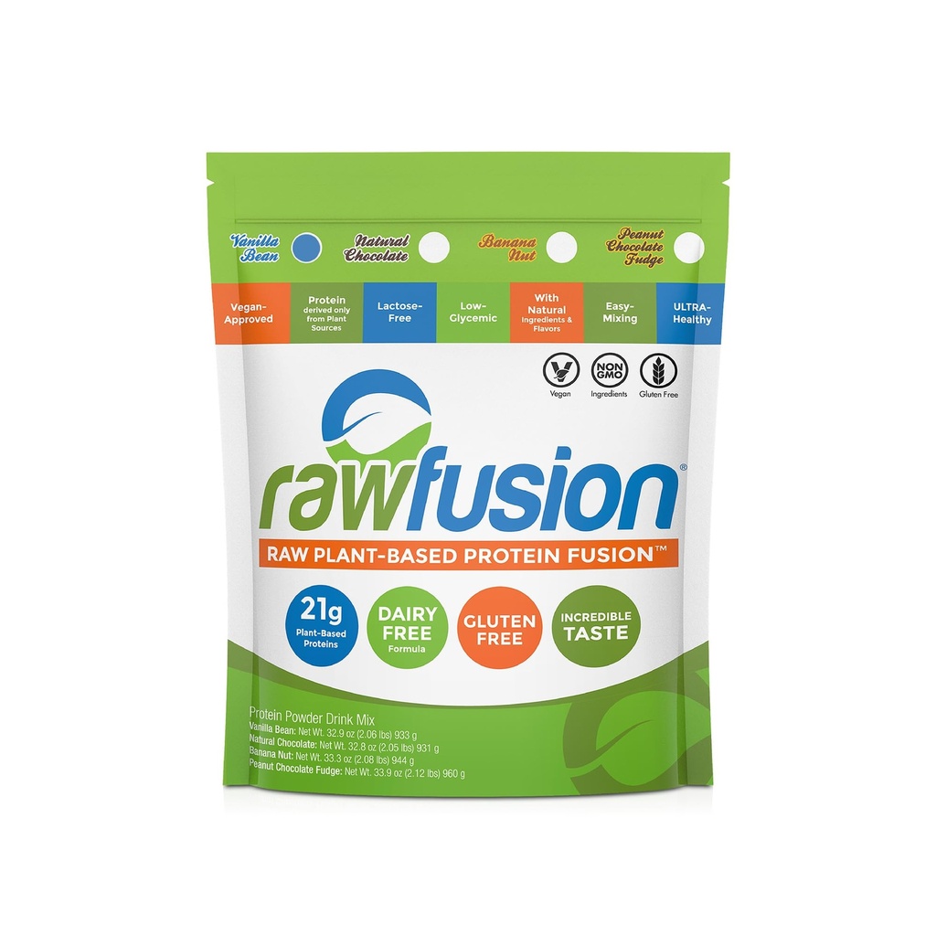 Rawfusion Vegan Protein Powder, Vanilla Bean – 30 Servings, 21g de proteína baseada em plantas, Carbos de baixa rede, Não lácteos, Sem glúten, Sem soja, Kosher, Não-GMO, 2,06lbs