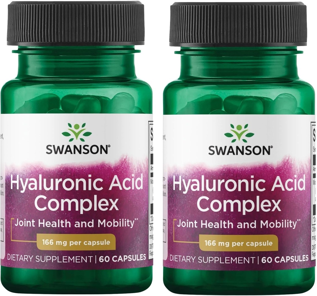 Complexo de Ácido Hialurónico de Swanson 166 mg 60 cápsulas (2 embalagens)