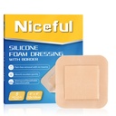 Vestido de espuma de silicone 4"x4", Bandagens de silicone à prova d'água com adesivo de borda, leito de alta absorbência bandagens feridas curativos (2,5 "X2.5" Pad), 5 embalagens, FSA HSA elegíveis