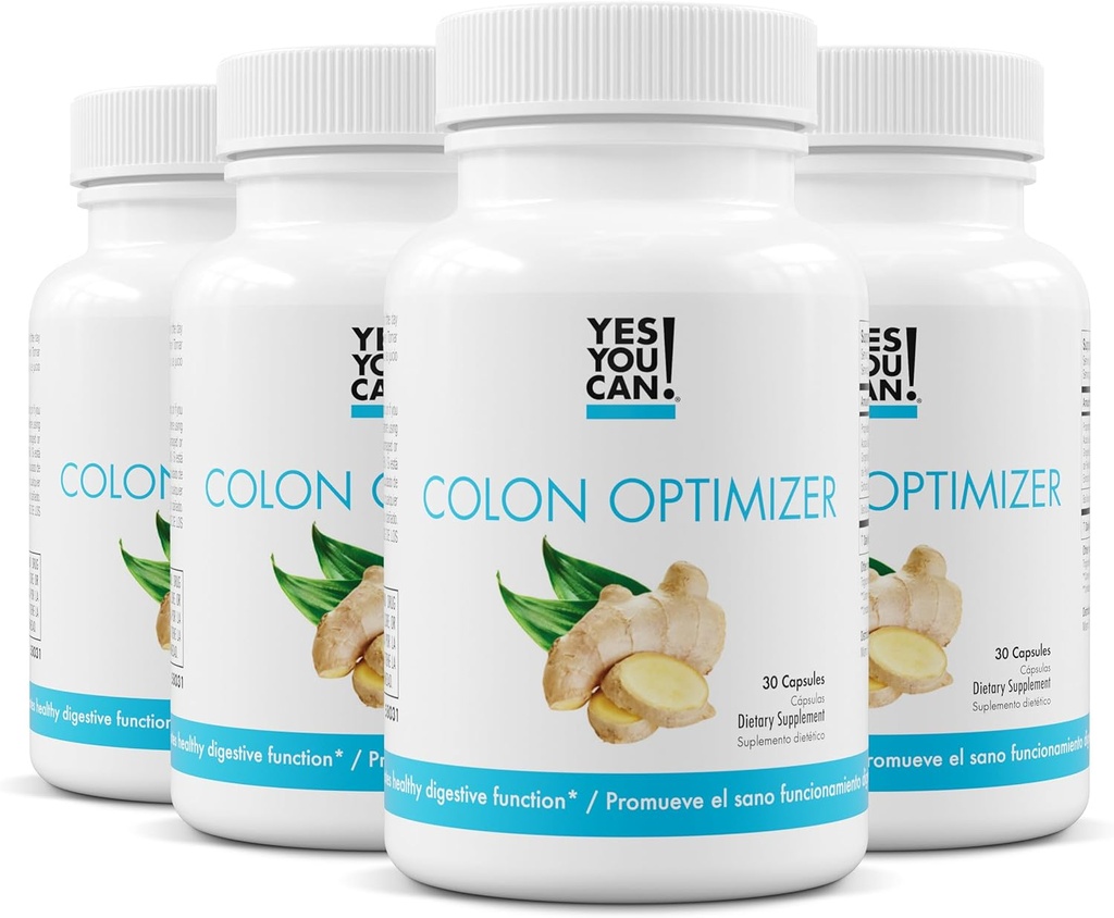 Sim, podes! Probióticos Colon Optimizer Suplemento - Gut Health and Stomach Supplement for Men and Women, Organic Probióticos with Ginger and Peppermint for Digestive Health, 30 Cápsulas - 4 Pack