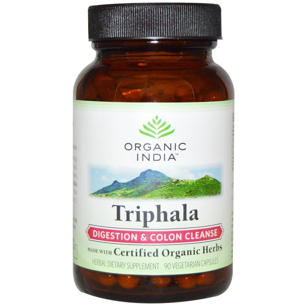 Cápsulas Orgânicas ÍNDIA Triphala Orgânica - Suplemento de ervas com Amla, Bibhitaki, Haritaki, Digestion & Colon Suporte, Suporte do sistema imunológico, Adaptogen, Vegan, USDA Certified Organic - 90 Cápsulas