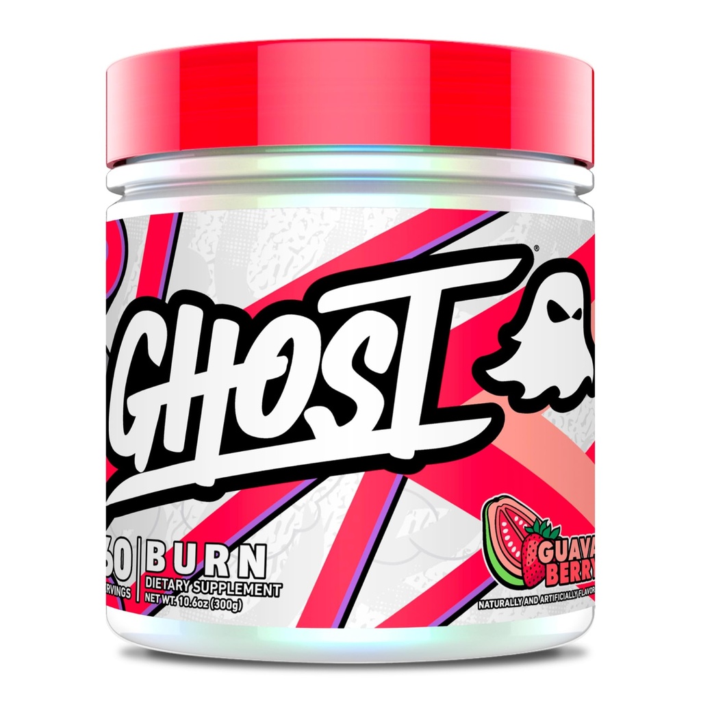 GHOST Burn Weight Management Powder, Guava Berry (60 Servings) - Metabolismo e suplemento de apoio energético para homens e mulheres - Cafeína natural, L-Carnitina & L-Tirosina - Glúten, Soy & Açúcar-livre, Vegan