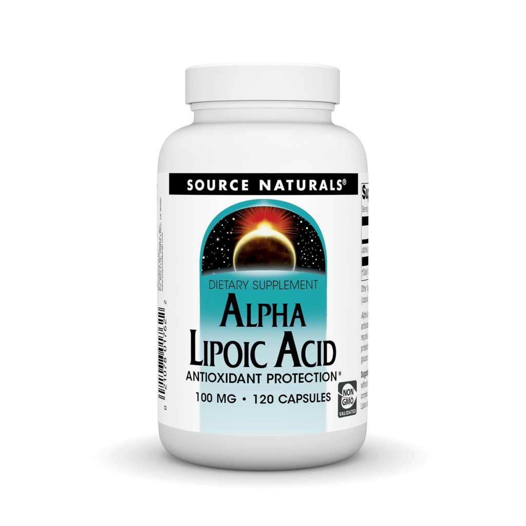 Naturals Fonte Ácido Alfa Lipóico 100 mg Suporta Metabolismo de Açúcar Saudável, Função Fígado & Geração de Energia - 120 Cápsulas