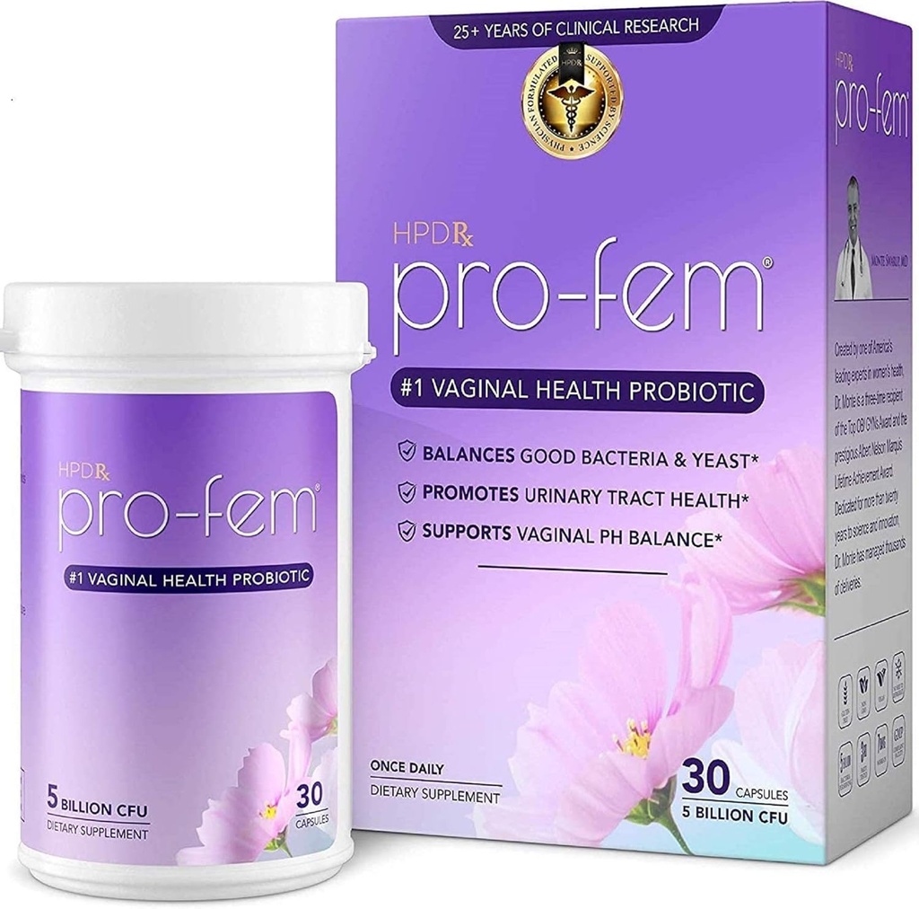 HPD Rx Pro-Fem #1 Saúde vaginal Probiótico .Probióticos vaginais .Clinicamente provados para promover o equilíbrio Leveso e PH, Saúde Trato urinário .Probióticos femininos . Funciona em 7 dias .