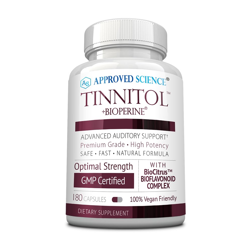 Aprovado Tinnitol Ciência - Tinnitus Supplement - Fase Ringing in The Ears - Boost Inner Ear Health - 1 Garrafa - 3 Mês de Fornecimento - Feito nos EUA