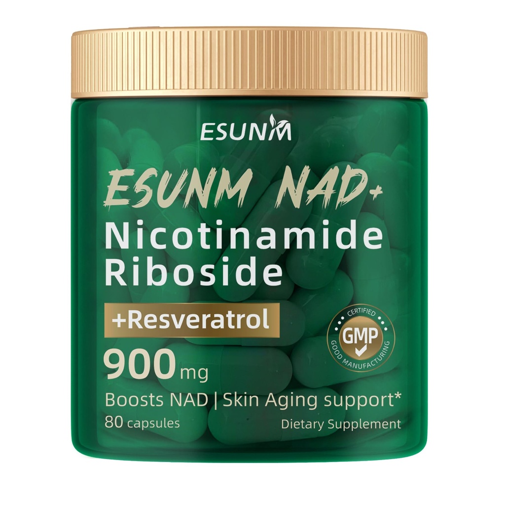 Nicotinamida Riboside 900mg, NMNH Suplemento Resveratrol Suplementos nutricionais, Suplemento para Antienvelhecimento, Energia, Foco - 80 Cápsulas