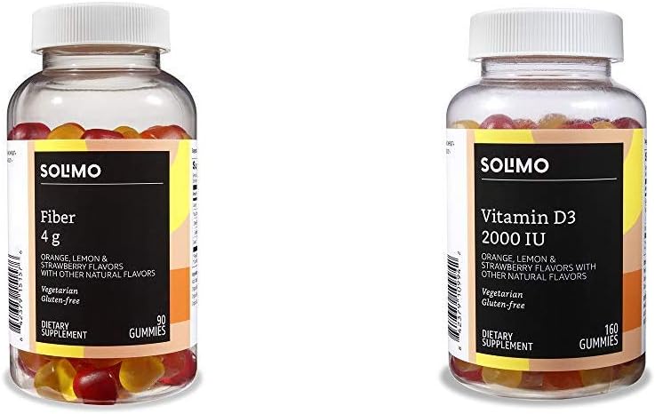Noções básicas de gomas de fibra (90 Count) e gomas de vitamina D3 (160 Count)