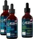 E2H: Suplemento de suporte de fígado (2 Pack - 4 Fl Oz) e gotas líquidas de clorofila (Borralha Única - 2 Fl Oz)