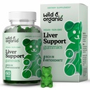 Wild & Organic Liver Support Gummies - Cardo de leite, extrato de raiz de dente de leão para o fígado Cleanse Detox - 60 Silymarin Milk Thimmies - Vegan, Suplemento de ervas não-GMO.