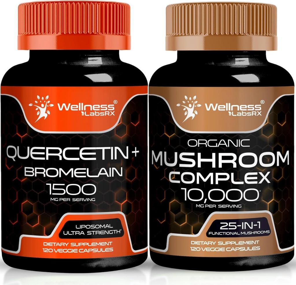 WELLNESS LABSRX Quercetin com Bromelain □ Cápsulas de cogumelos