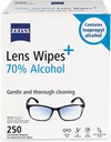 Limpas de limpeza de lentes pré-hidratadas ZEISS com álcool a 70%, 250
