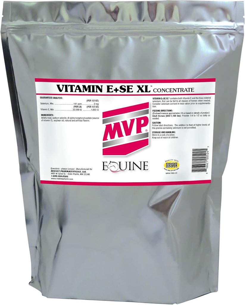 Vitamina E/SE XL (10lb) Fórmula concentrada para apoiar a função muscular saudável em cavalos