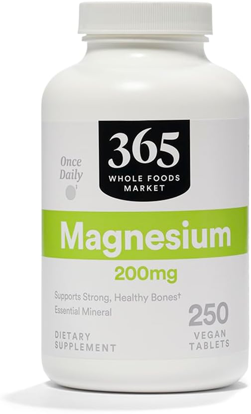 365 por mercado inteiro de alimentos, magnésio 200mg, Vegan, 250 Comprimidos