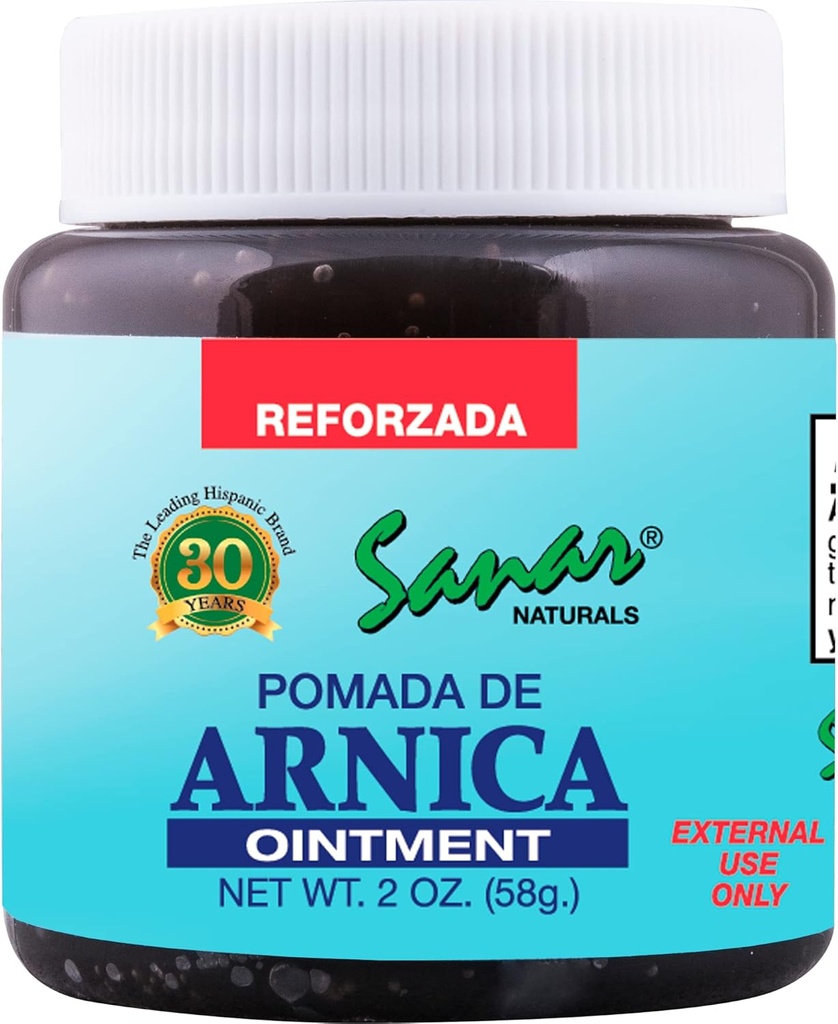 Sanar Naturals Arnica Dark Pointment Alívio, 2 onças - ação rápida para conjunto, costas, pescoço, joelho, mão, pé, e mais, tamanho da viagem