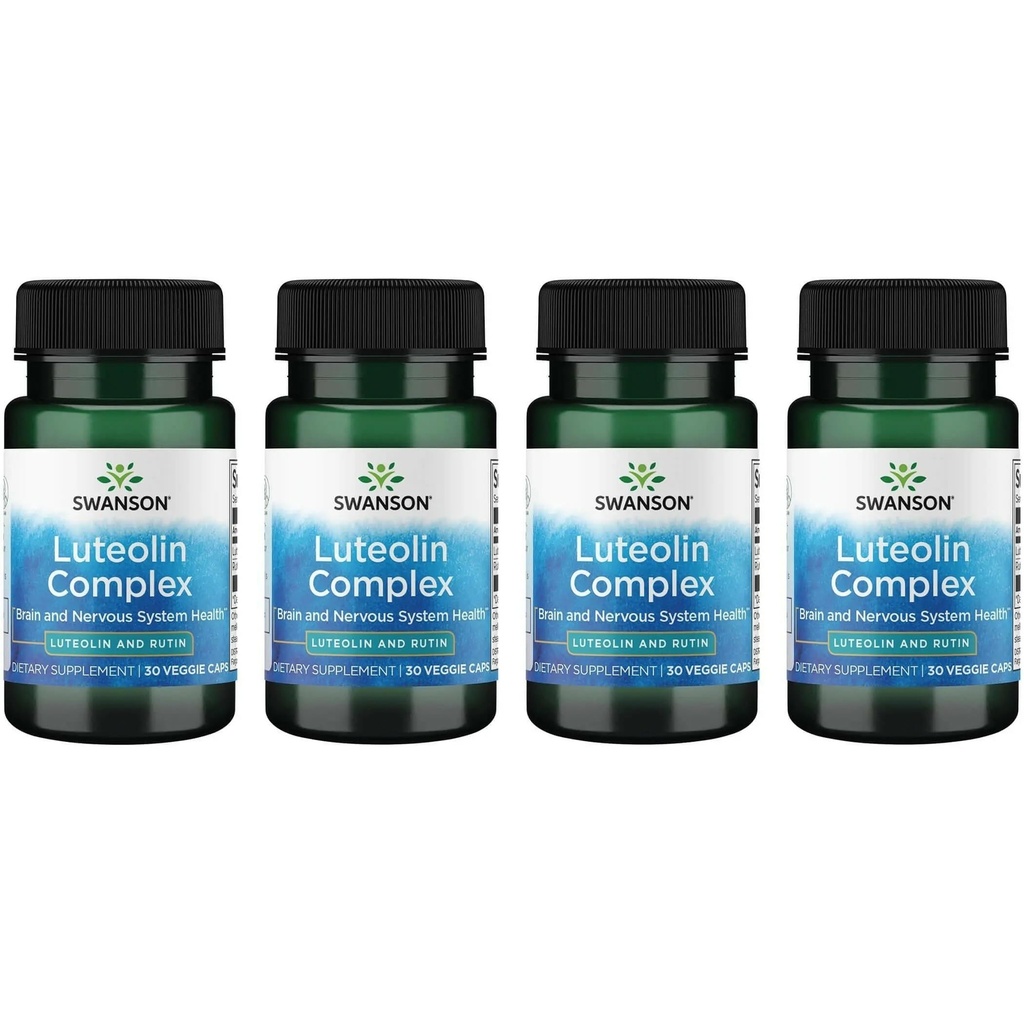 Swanson Luteolin Complexo w/Rutin - Suplemento de suporte ao cérebro que promove memória, humor e saúde cognitiva - Fórmula natural para ajudar a manter o sistema nervoso - (30 cápsulas vegetativas) 4 Pack