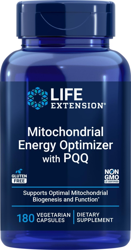 Extensão de vida Mitocondrial Energia Optimizer com PQQ, 180 Cápsulas Vegetarianas