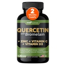 Gade Nutrition Quercetin com Bromelain Vitamina C e Zinco Vitamina D3 □ Suplemento de suporte imunológico em cápsulas □ Não-GMO, Gluten-Free, Vegan □ Made in the USA □ 2 Month Supply
