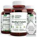 Nutra natural ativo suplemento de folato de metilo com fólico quatre, apoiar a saúde do coração e do corpo, ajuda a saúde do cérebro, melhorar as vibrações positivas, ajudar a reduzir osso-cansado, B9, 90 comprimidos Vegan (Pacote de 2)