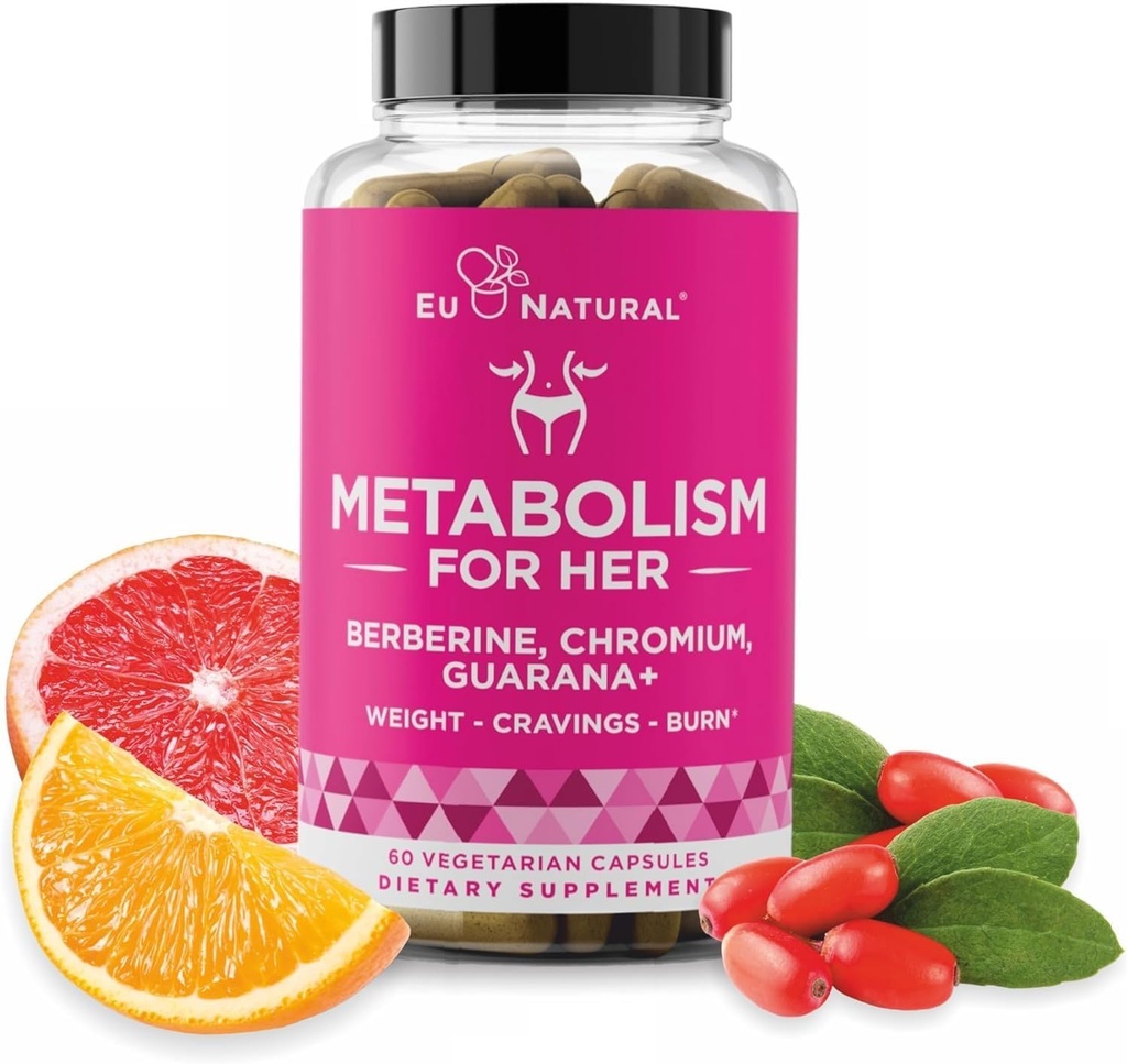Metabolismo para ela - Apetite e Metabolismo Suporte para as mulheres - Curb Cravings, reduzir a ingestão calórica e promover sentimentos de plenitude - Berberine, Picolinato de Crómio e Guaraná - 60 Cápsulas Veg