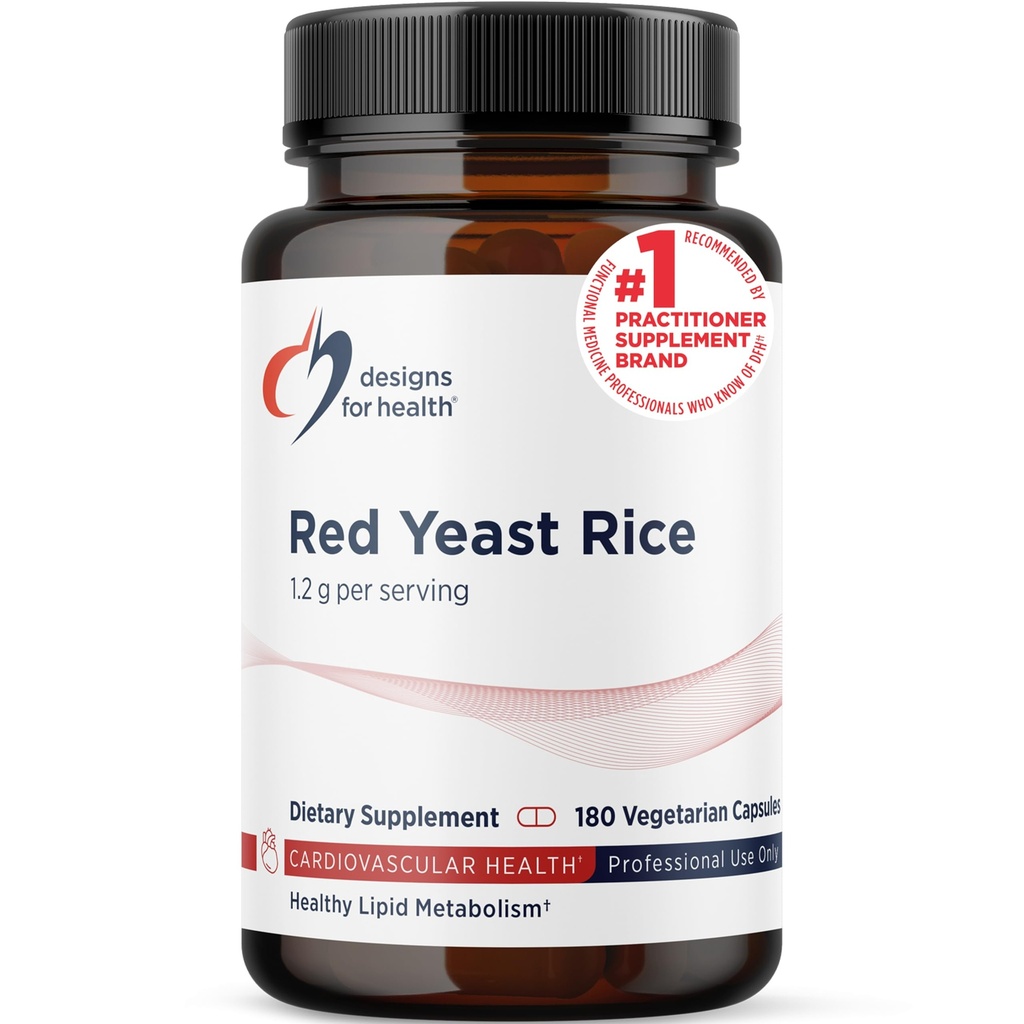 Desenhos para a Saúde Synergy RYR - Red Yeast Rice Supplement - 1200mg Red Yeast Rice + CoQ10 para apoiar a Saúde Cardiovascular + Manutenção dos níveis de lípidos na gama normal (120 Cápsulas)