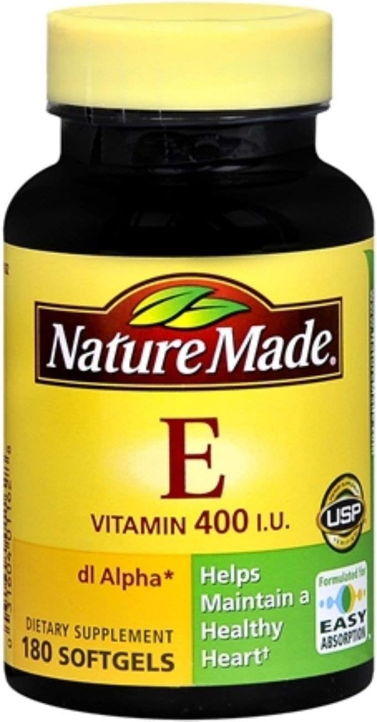 Natureza Made dl-Alpha Vitamina E 400 UI Softgels 180 Geles Macios (Pack de 8)