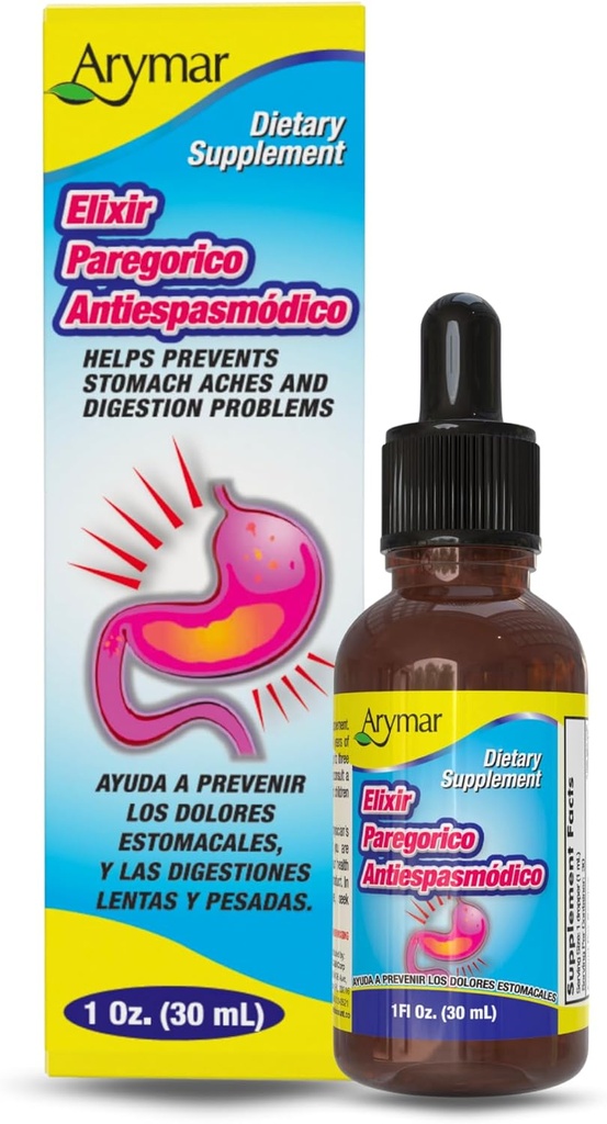 Arymar Elixir Paregorico Antiespasmodico - Suplemento de suporte digestivo - 1 oz