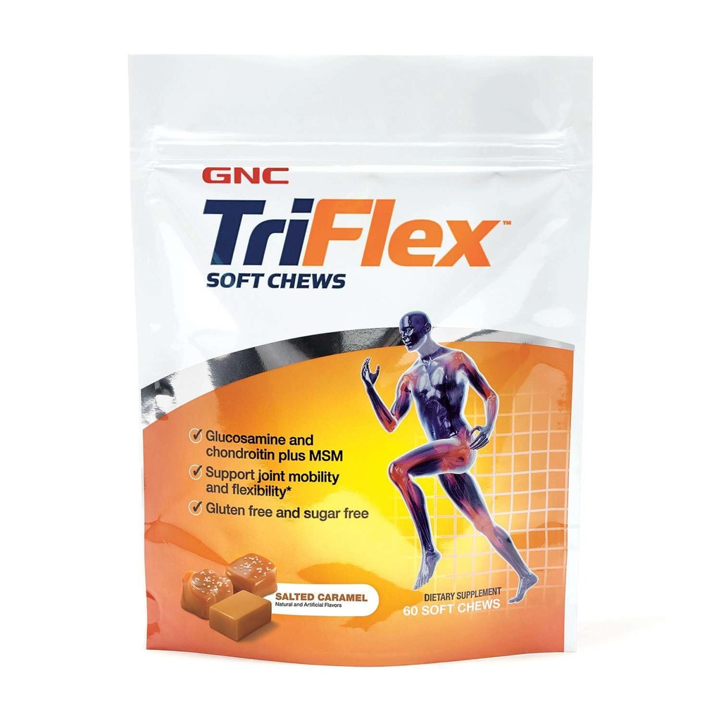 GNC TriFlex macio mastiga, salgado caramel, 60 macio mastiga, suporta a saúde conjunta