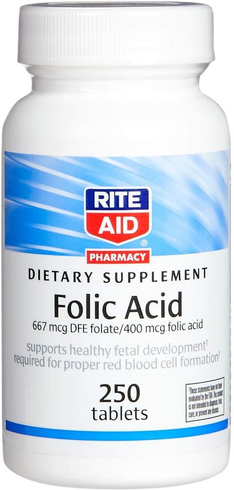 rito ajuda ácido fólico, 667 mcg folato de DFE / 400 mcg ácido fólico, 250 comprimidos