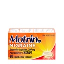 Motrin IB Migraine Relief Liquid Gel Cápsulas com 200 mg de Ibuprofeno por cápsula, Migraine Fast & Effective Cefaleia Medicina com NSAID Dor Reliever Ibuprofeno, Cafeína-livre, 80 ct