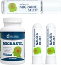 Basic Vigor Migrastil Migraine Kit de suporte com Migraine Stick, Cápsulas e Nausea Inhaler. Feito nos EUA