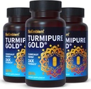 BioEmblem Curcumina Turmérica Clinicamente Estudada TurmiPure - Apoio Conjunto, Suplementos Cúrmicos de Inflamação Saudável - 1 Cap Pequeno Diário, 24x Mais Absorção Do que Outros - Não-GMO, 90 Servindo